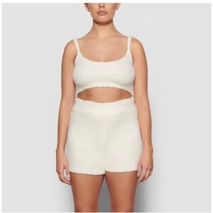 Skims Cozy Knit Bralette & Shorts white S/M